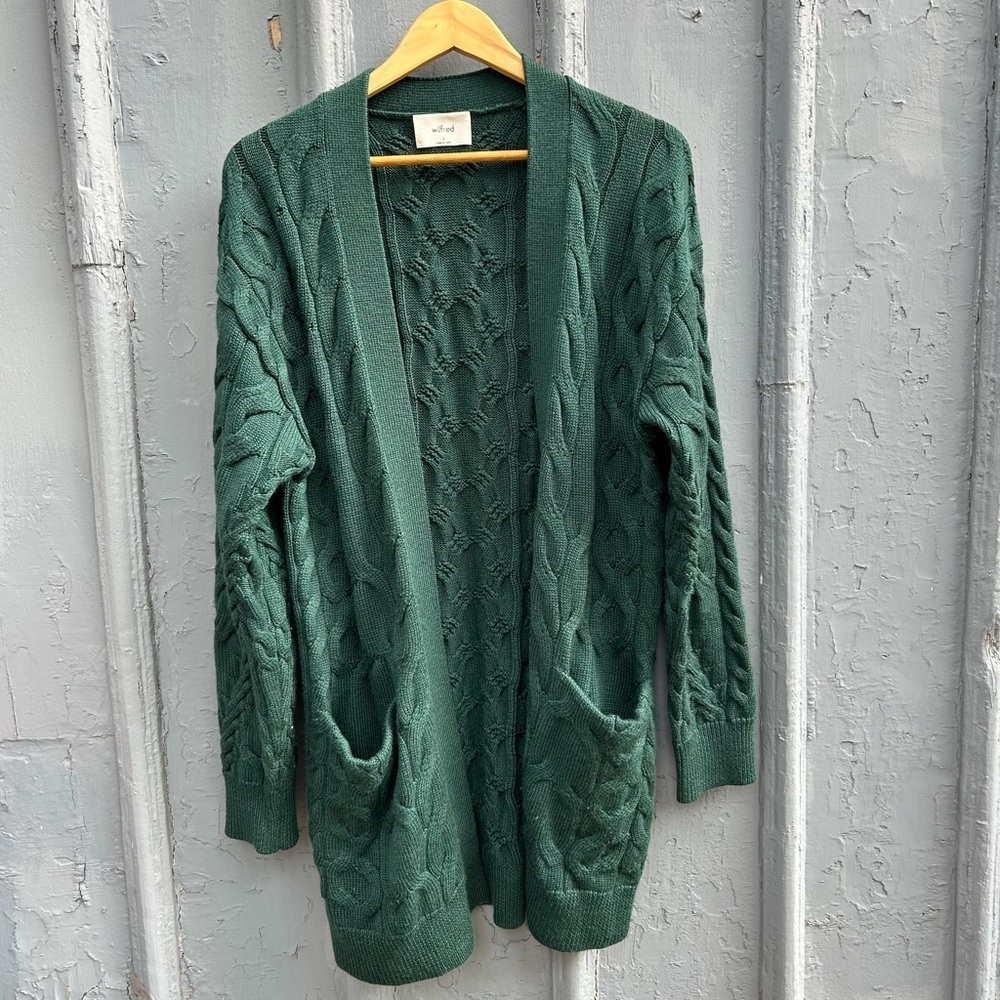 Aritzia Wilfred Forest Green Merino Wool Charlisa Cardigan, Small - Picture 4 of 12